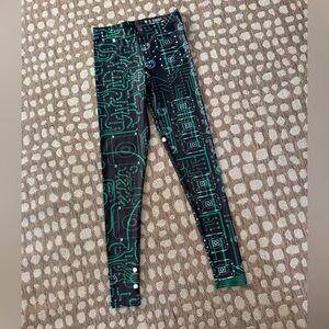 Tech-Inspired Black and Green Leggings